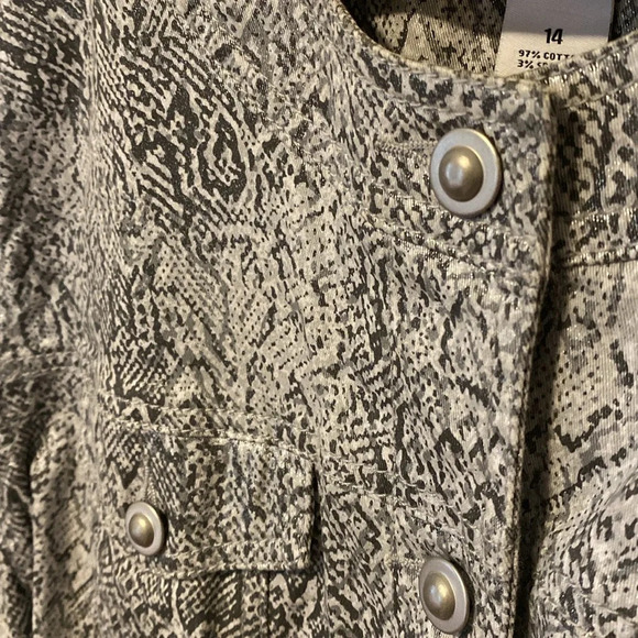 Ruby Red Women's Snakeskin Print Jacket Sz 14 Gray Silver Sparkle Night Out - Picture 6 of 14